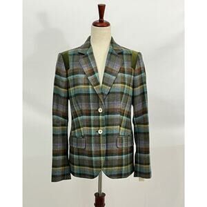 O'CONNELL'S Sz 4 Piper Tweed Plaid Bobbi Wool Jacket Blazer Olive NWT